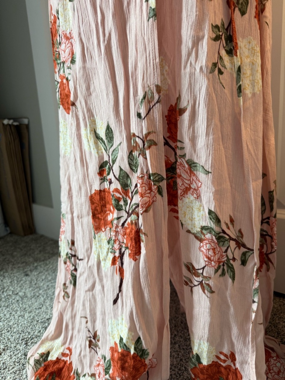 Lulus Pink Floral Wrap Maxi Dress Medium Cottagecore Boho - Picture 4 of 8